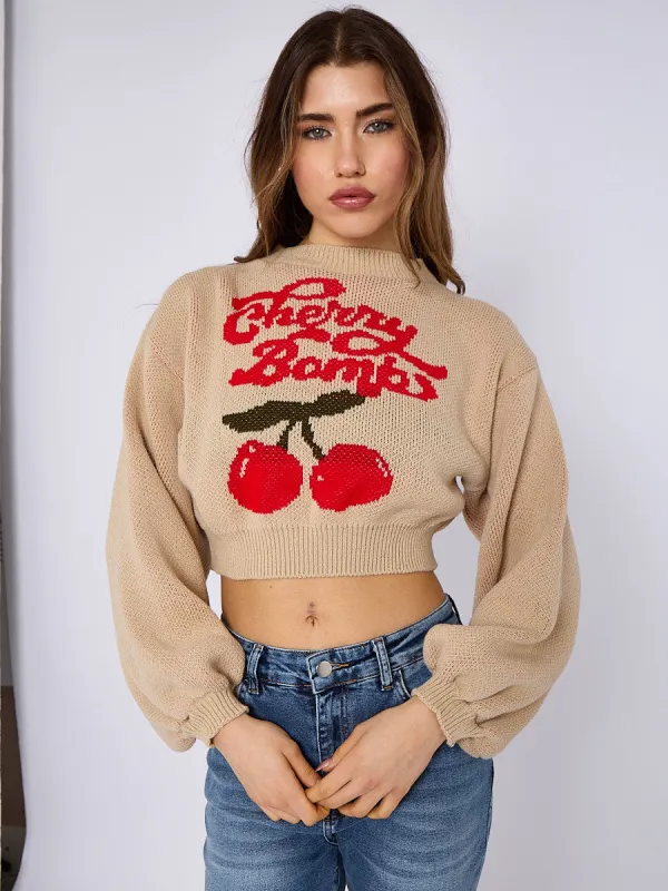 Cherry Bombs Oversized Crop Jumper - Cleo sold by Storm Desire