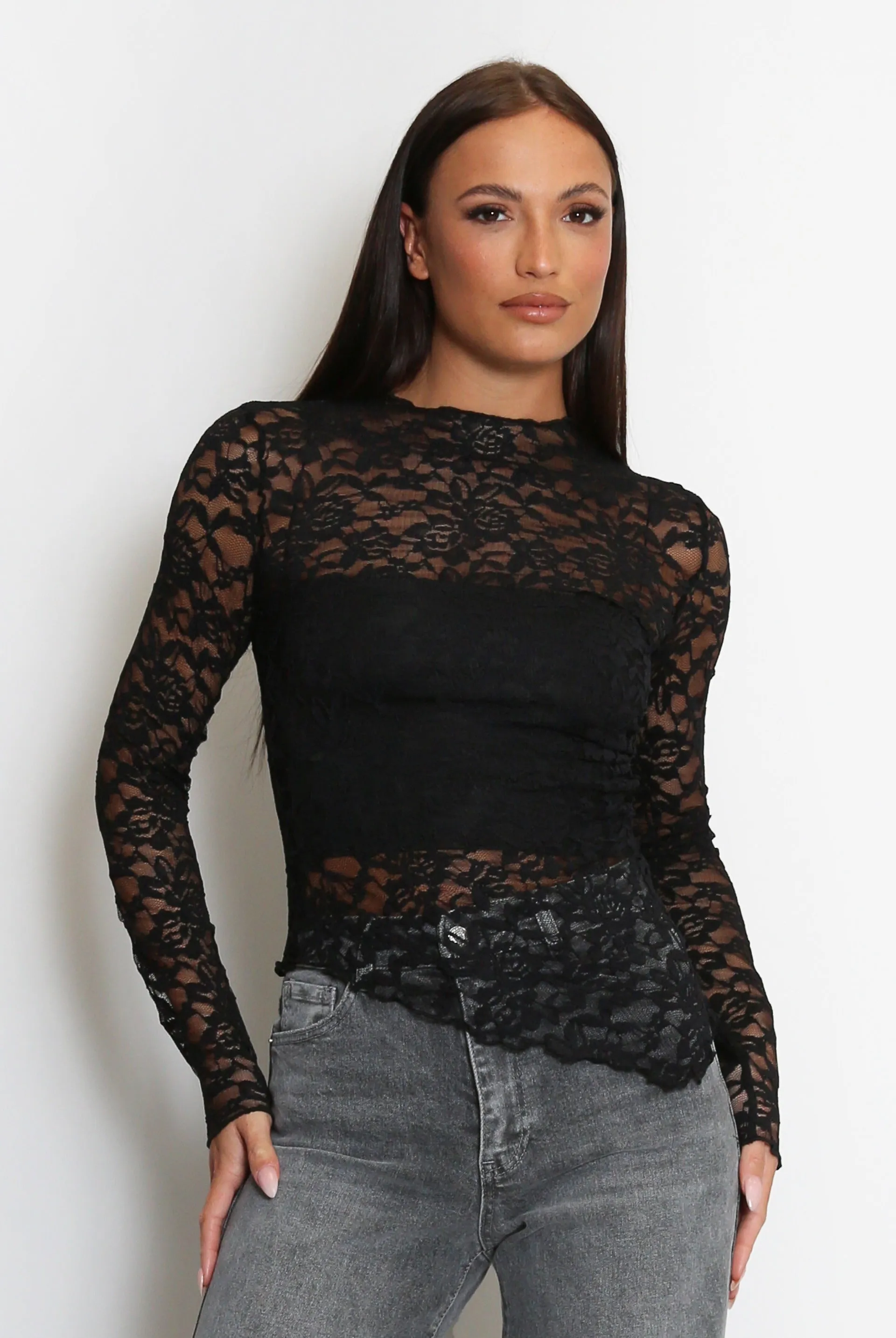 Long Sleeve Asymmetric Lace Top - Eve sold by Storm Desire product image thumbnail 4