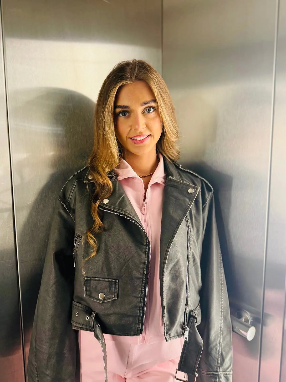 Khaki Faux Leather Biker Jacket - Lily sold by Storm Desire product image thumbnail 4