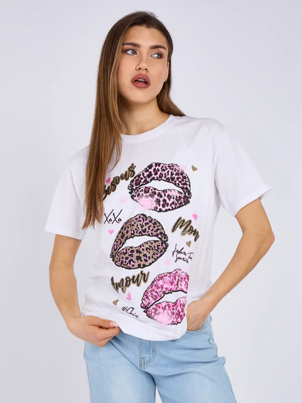 Bisous Amour Printed T-Shirt - Romina sold by Storm Desire