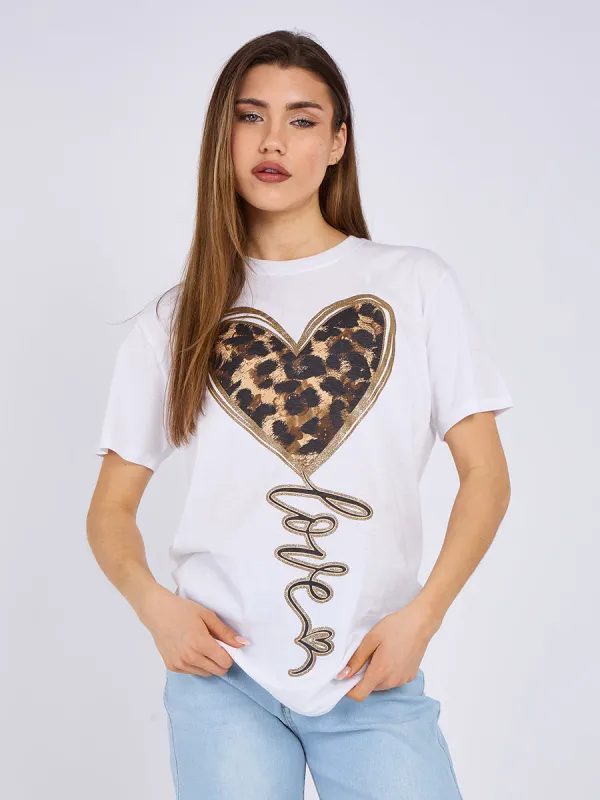 Leopard Heart Love Printed T-Shirt - Abby sold by Storm Desire