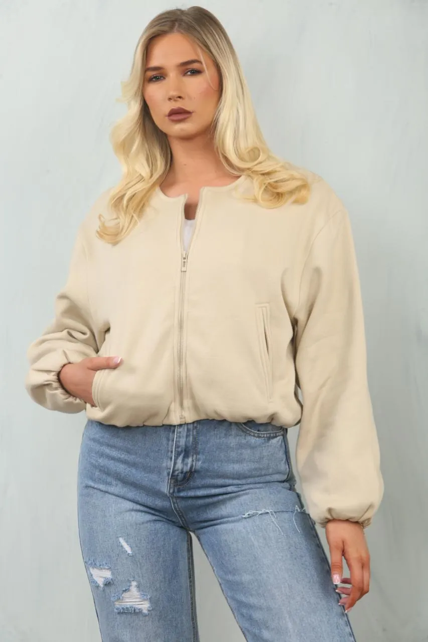 Soft Bubble Hem Bomber Jacket - Amoura sold by Storm Desire