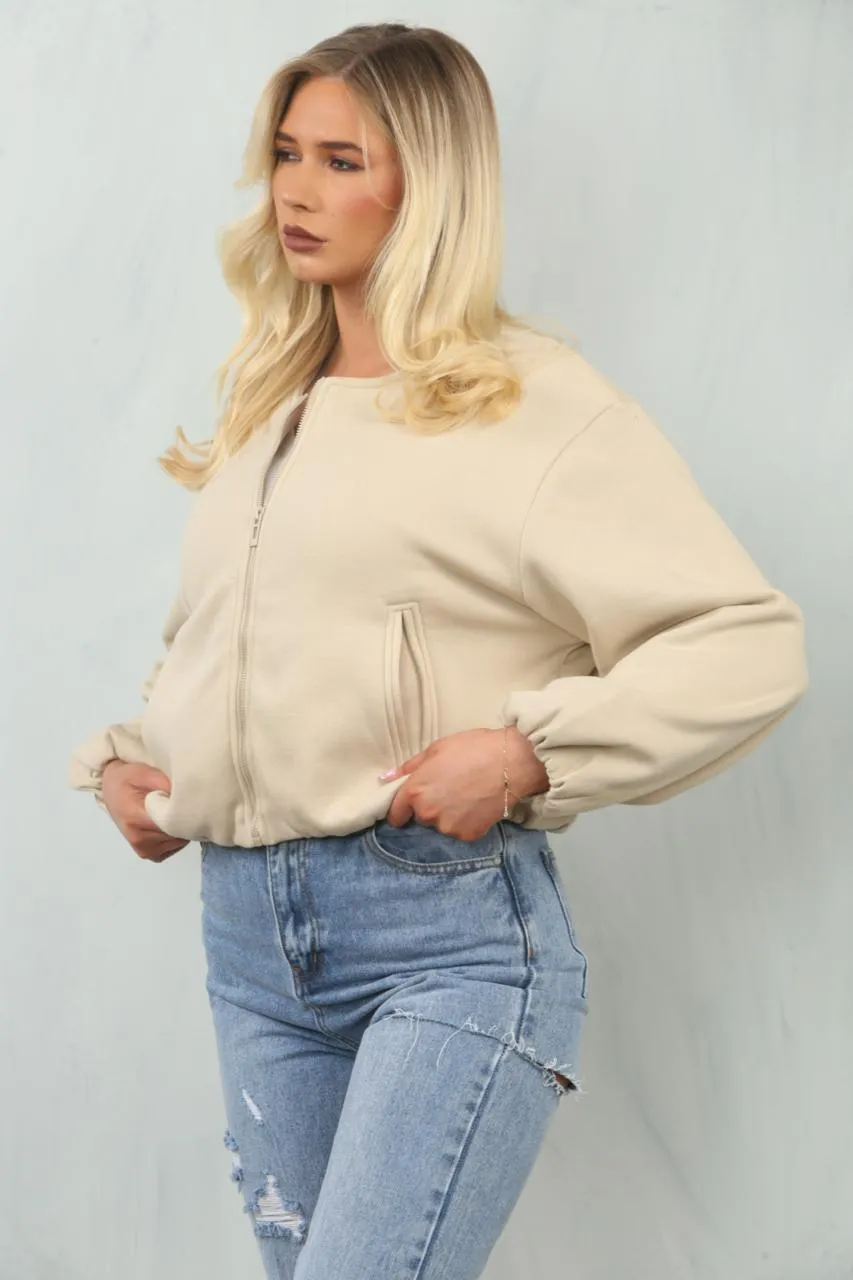 Soft Bubble Hem Bomber Jacket - Amoura sold by Storm Desire product image thumbnail 2