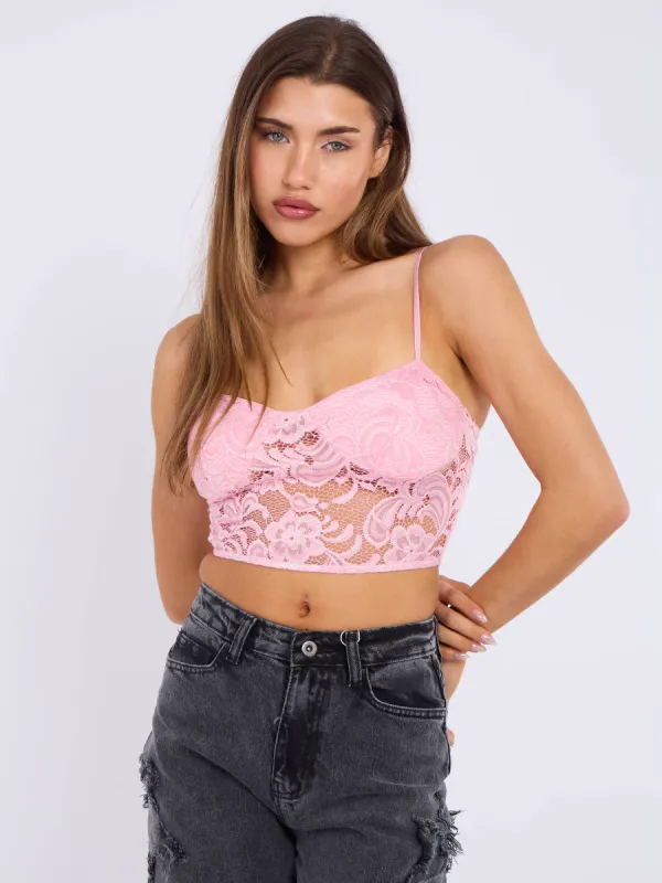 Lace Padded Cami Crop Top - Nia sold by Storm Desire