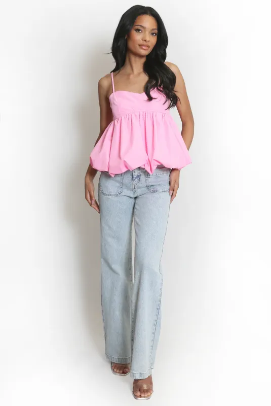 Strappy Bubble Hem Cropped Top - Emberly sold by Storm Desire