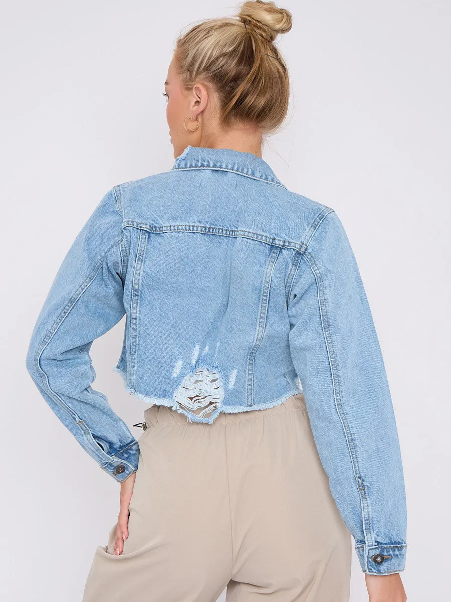 Distressed Cropped Denim Jacket - Solana sold by Storm Desire product image thumbnail 3