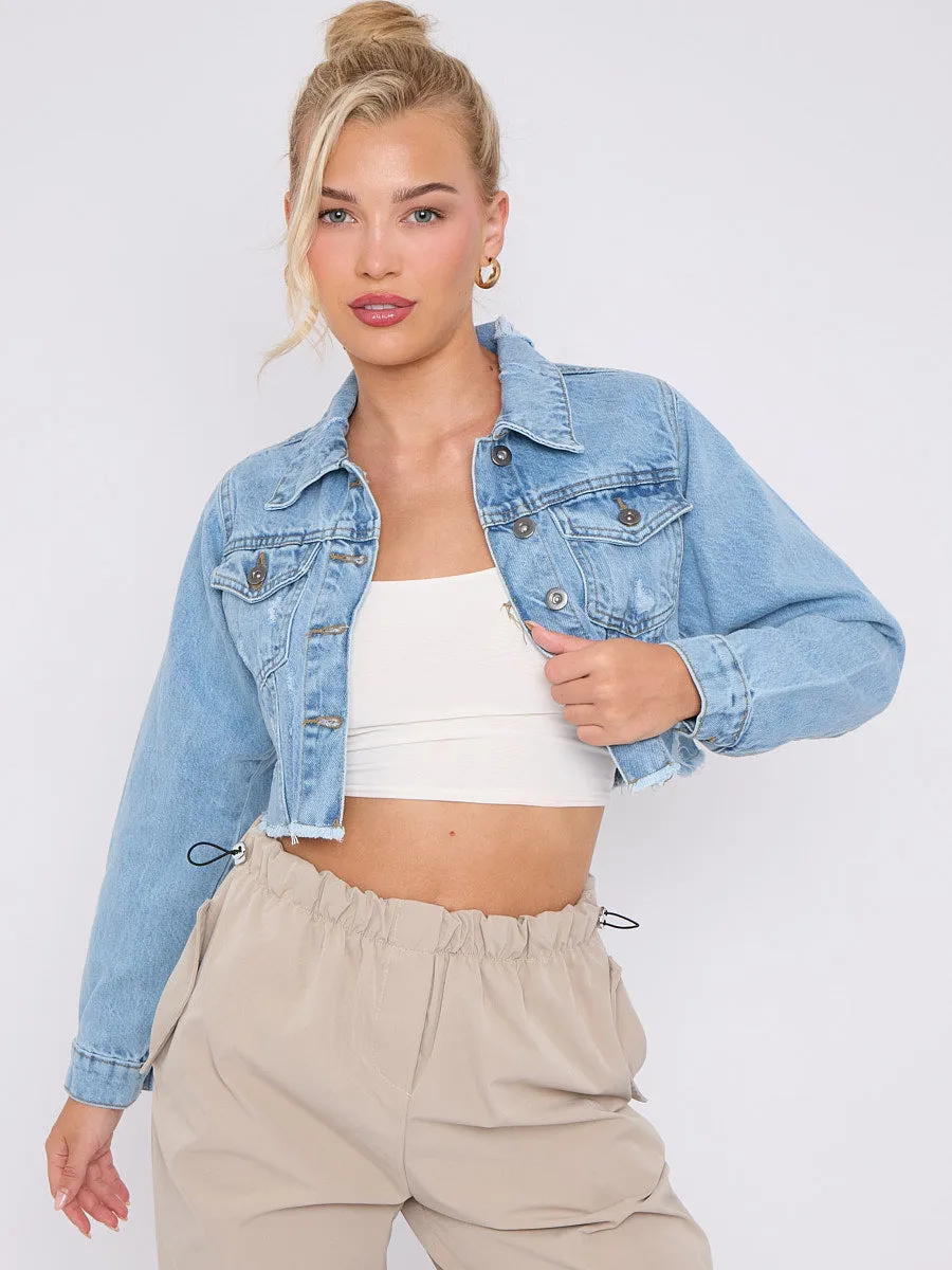 Distressed Cropped Denim Jacket - Solana sold by Storm Desire