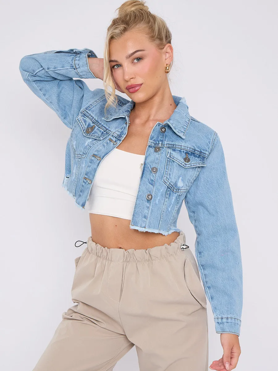 Distressed Cropped Denim Jacket - Solana sold by Storm Desire product image thumbnail 4