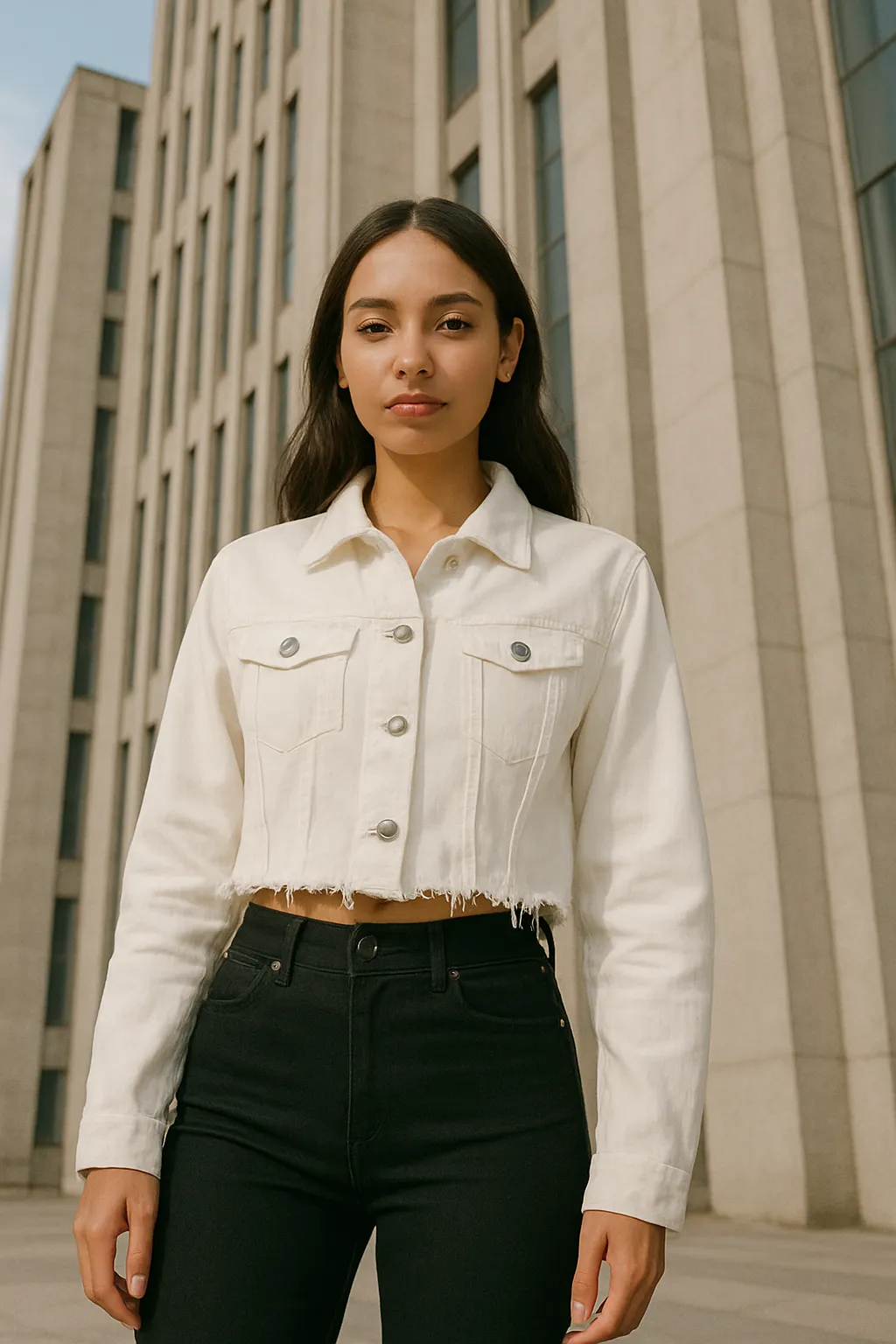 Distressed Cropped Denim Jacket - Solana sold by Storm Desire product image thumbnail 5