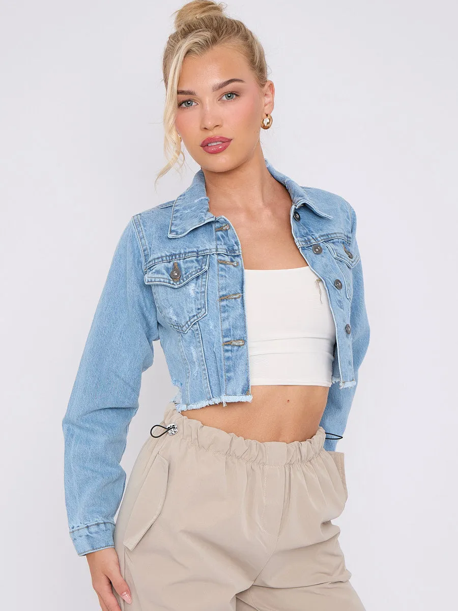 Distressed Cropped Denim Jacket - Solana sold by Storm Desire product image thumbnail 2