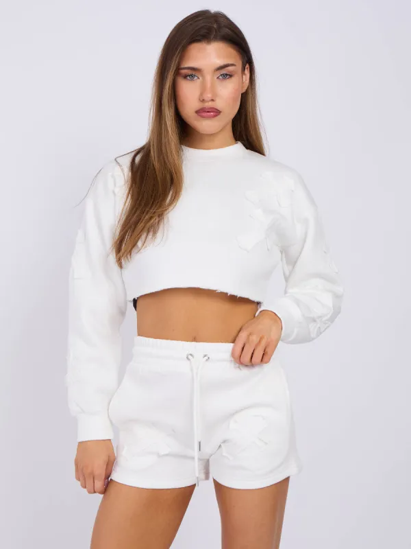 Cross Patch Cropped Sweatshirt & Shorts Co-ord - Lottie sold by Storm Desire