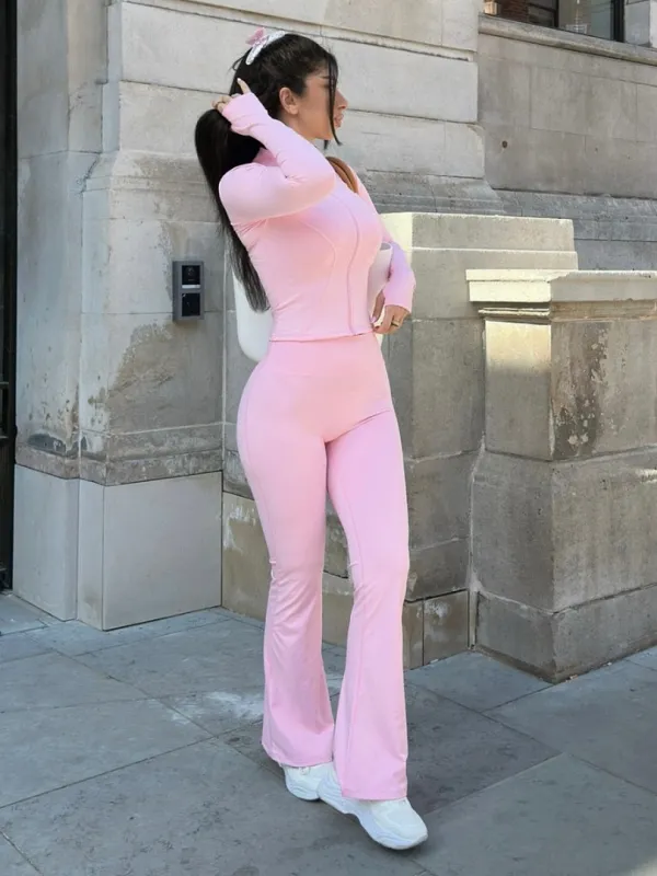 Back In Stock Active Zip Top And Push Up Flare Trouser Set - Hayden sold by Storm Desire