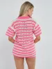 Stripe Crochet Knitted Top and Shorts Set - Monica sold by Storm Desire