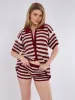 Stripe Crochet Knitted Top and Shorts Set - Monica sold by Storm Desire