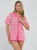 Stripe Crochet Knitted Top and Shorts Set - Monica sold by Storm Desire