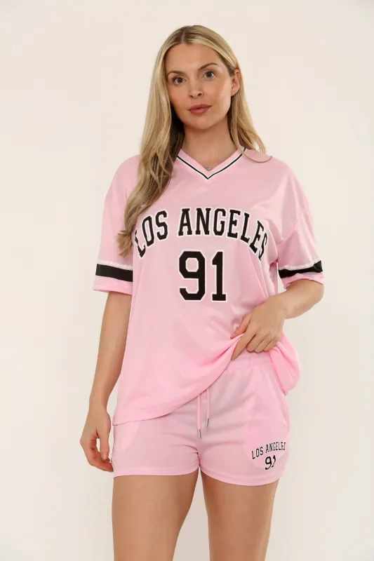 Los Angeles Varsity T-Shirt With Shorts Set - Karla sold by Storm Desire