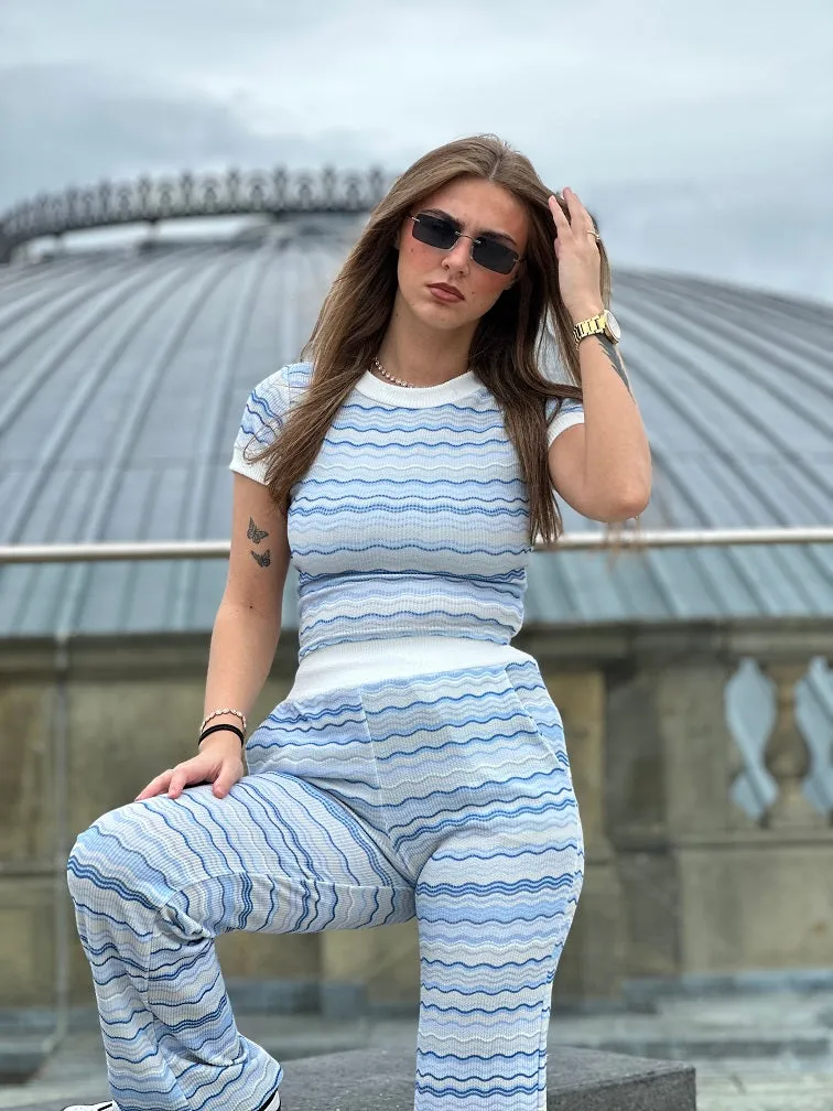 Zig Zag Ribbed Top & Wide Leg Trouser Co-ord - Sloan sold by Storm Desire product image thumbnail 3