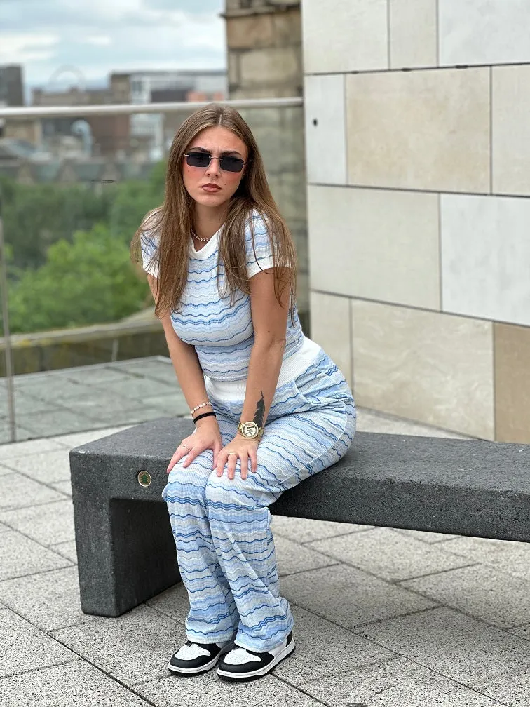 Zig Zag Ribbed Top & Wide Leg Trouser Co-ord - Sloan sold by Storm Desire product image thumbnail 4