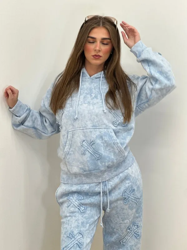 Acid Wash Crucifix Cross Hooded Tracksuit - Kayla sold by Storm Desire