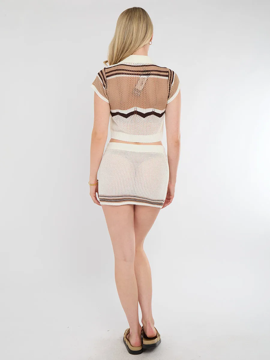 Crochet Knitted Polo Shirt and Skirt Co-ord - Megan sold by Storm Desire product image thumbnail 2