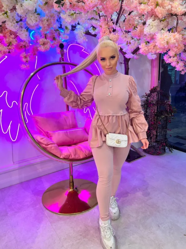 Dusky Pink Shirt Jumper Two Piece Loungewear Set - Wynter sold by Storm Desire