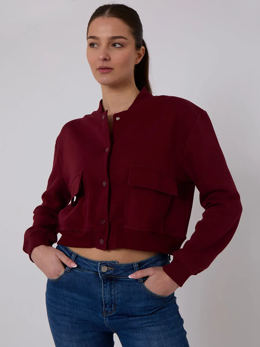 Cropped Fleece Bomber Jacket - Adelina sold by Storm Desire product image thumbnail 5