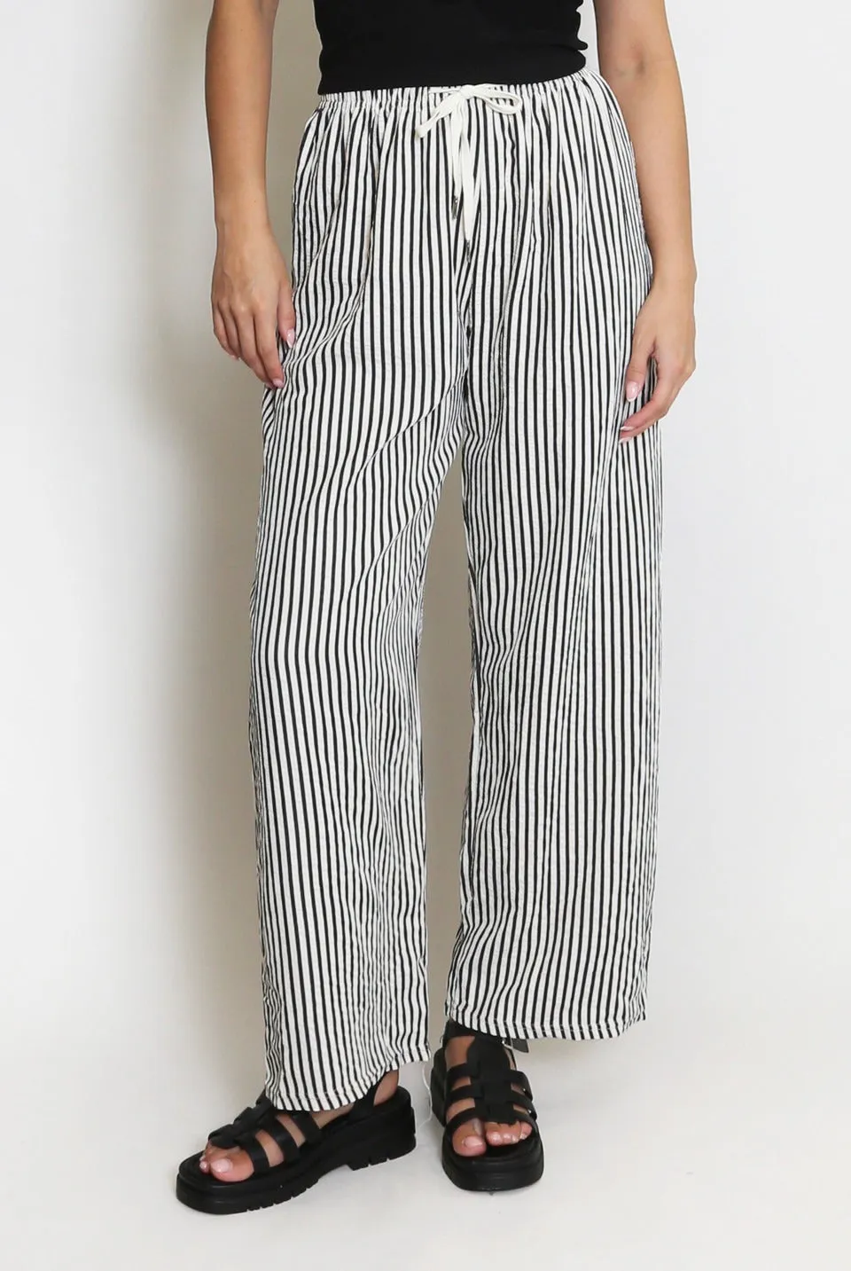 Off White Striped Casual Wide Leg Trouser - Milena sold by Storm Desire product image thumbnail 4