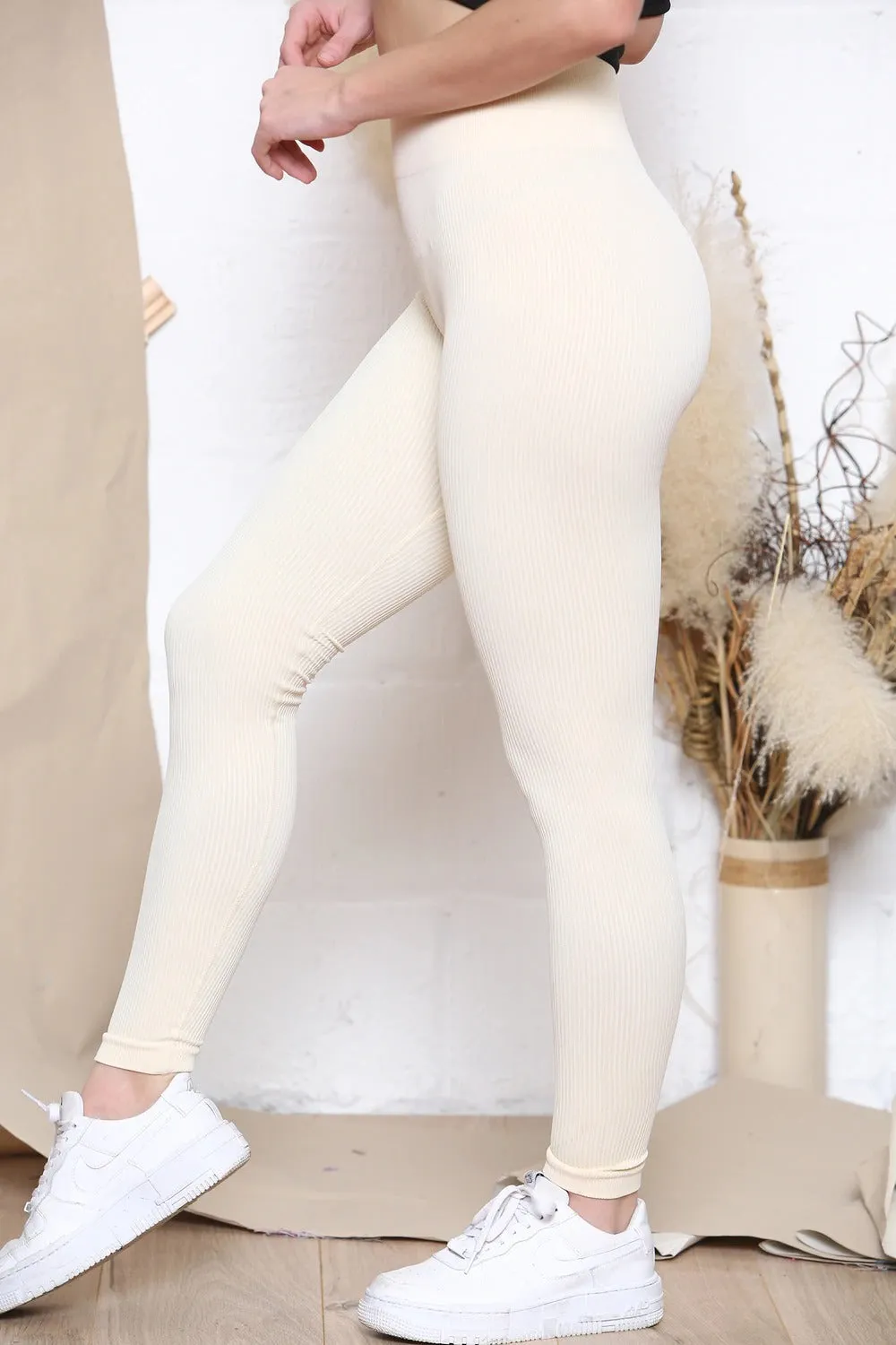 On Sale High Waist Ribbed Leggings - Della sold by Storm Desire product image thumbnail 2