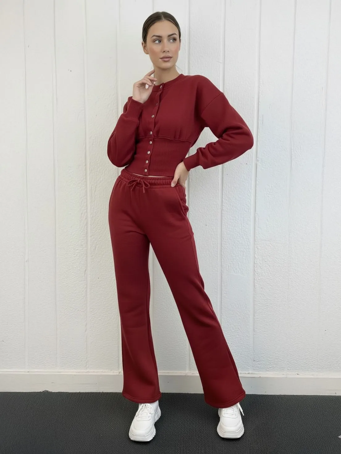 Button Up Top & Wide Leg Trouser Tracksuit - Linda sold by Storm Desire product image thumbnail 4