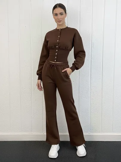 Button Up Top & Wide Leg Trouser Tracksuit - Linda sold by Storm Desire product image thumbnail 2