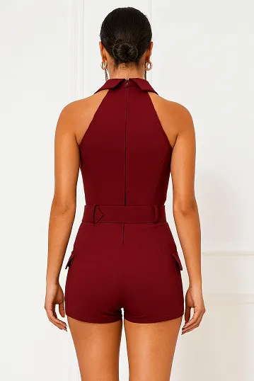 Lace Up Belted Cargo Playsuit - Ocean sold by Storm Desire product image thumbnail 2