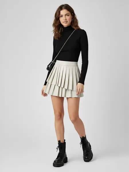 Faux Leather Pleated Tennis Skort - Amiri sold by Storm Desire product image thumbnail 2