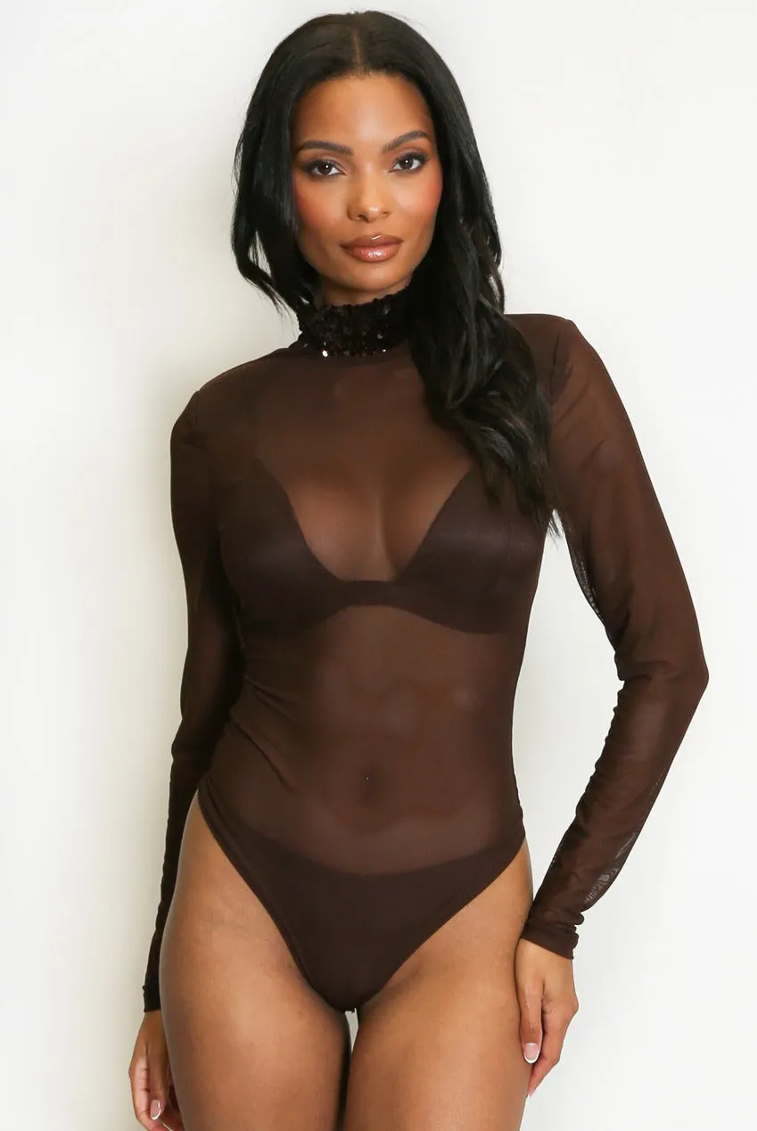 Sequin Neck Mesh Bodysuit - Johanna sold by Storm Desire product image thumbnail 4