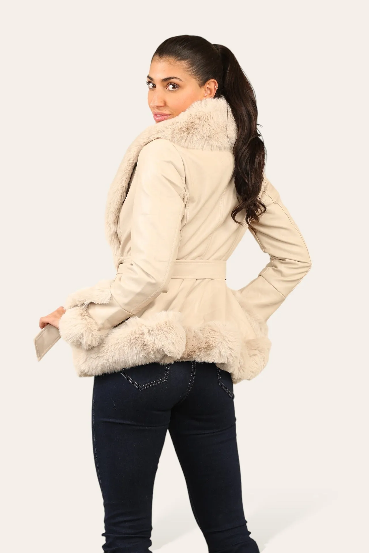Faux Fur Trim Pu Swing Coat - Cordelia sold by Storm Desire product image thumbnail 2