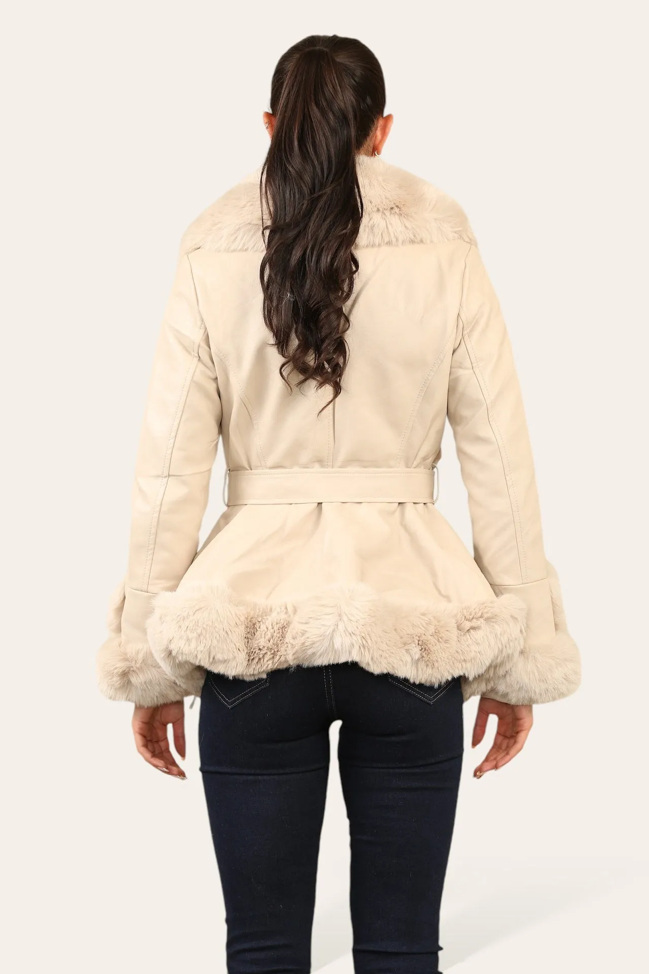 Faux Fur Trim Pu Swing Coat - Cordelia sold by Storm Desire product image thumbnail 4