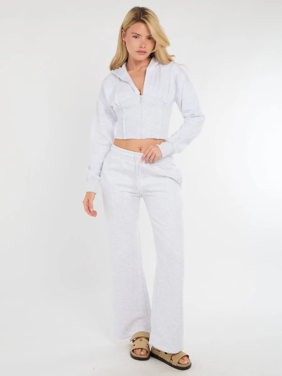 Hooded Zip Up Crop Top & Wide Leg Trouser Tracksuit - Hunter sold by Storm Desire product image thumbnail 4