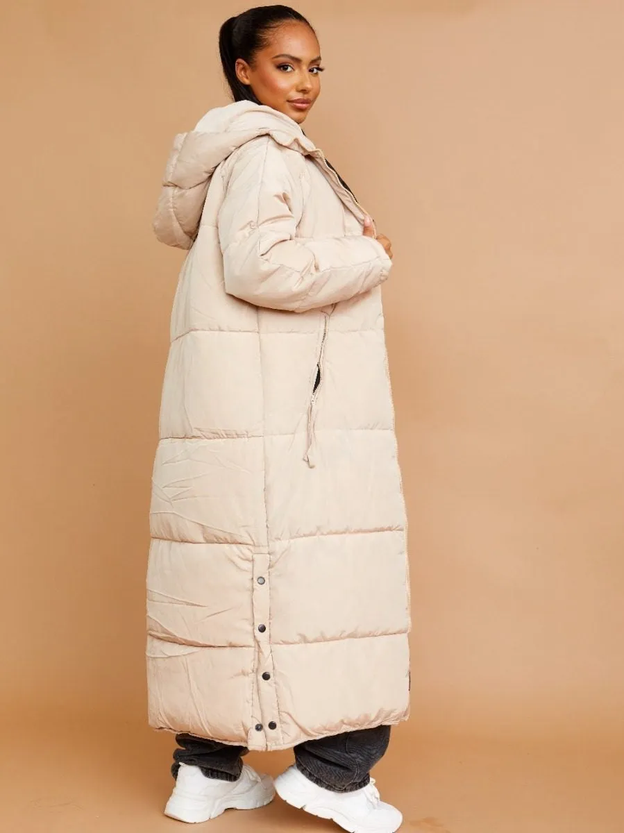 Longline Quilted Hooded Coat Button Detail - Aliza sold by Storm Desire product image thumbnail 4