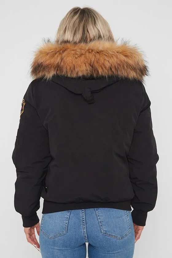 Black Aviator Canada Pilot Faux Fur Hood Bomber Jacket - Denver sold by Storm Desire product image thumbnail 3