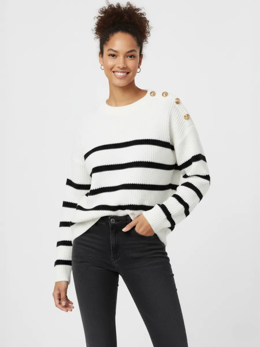 Knitted Stripe Gold Button Jumper - Janiyah sold by Storm Desire product image thumbnail 3