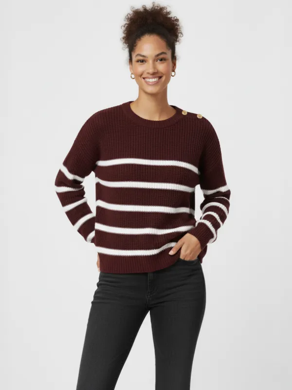 Knitted Stripe Gold Button Jumper - Janiyah sold by Storm Desire