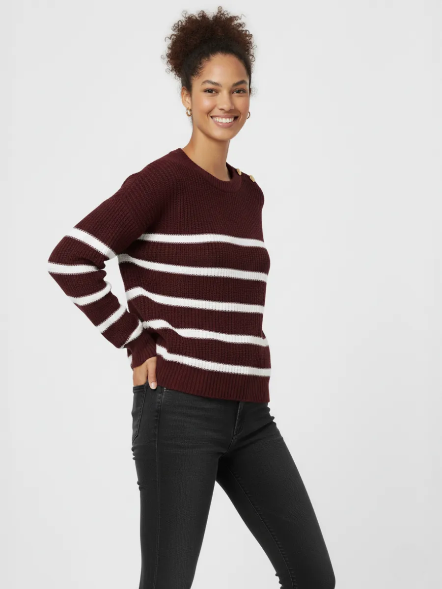 Knitted Stripe Gold Button Jumper - Janiyah sold by Storm Desire product image thumbnail 2