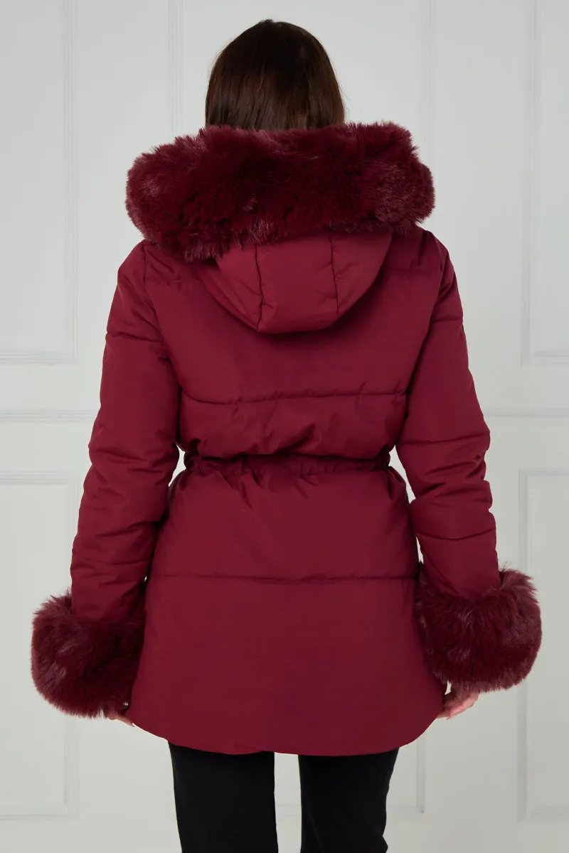 Faux Fur Hood Tie Up Puffer Jacket - Francesca sold by Storm Desire product image thumbnail 3