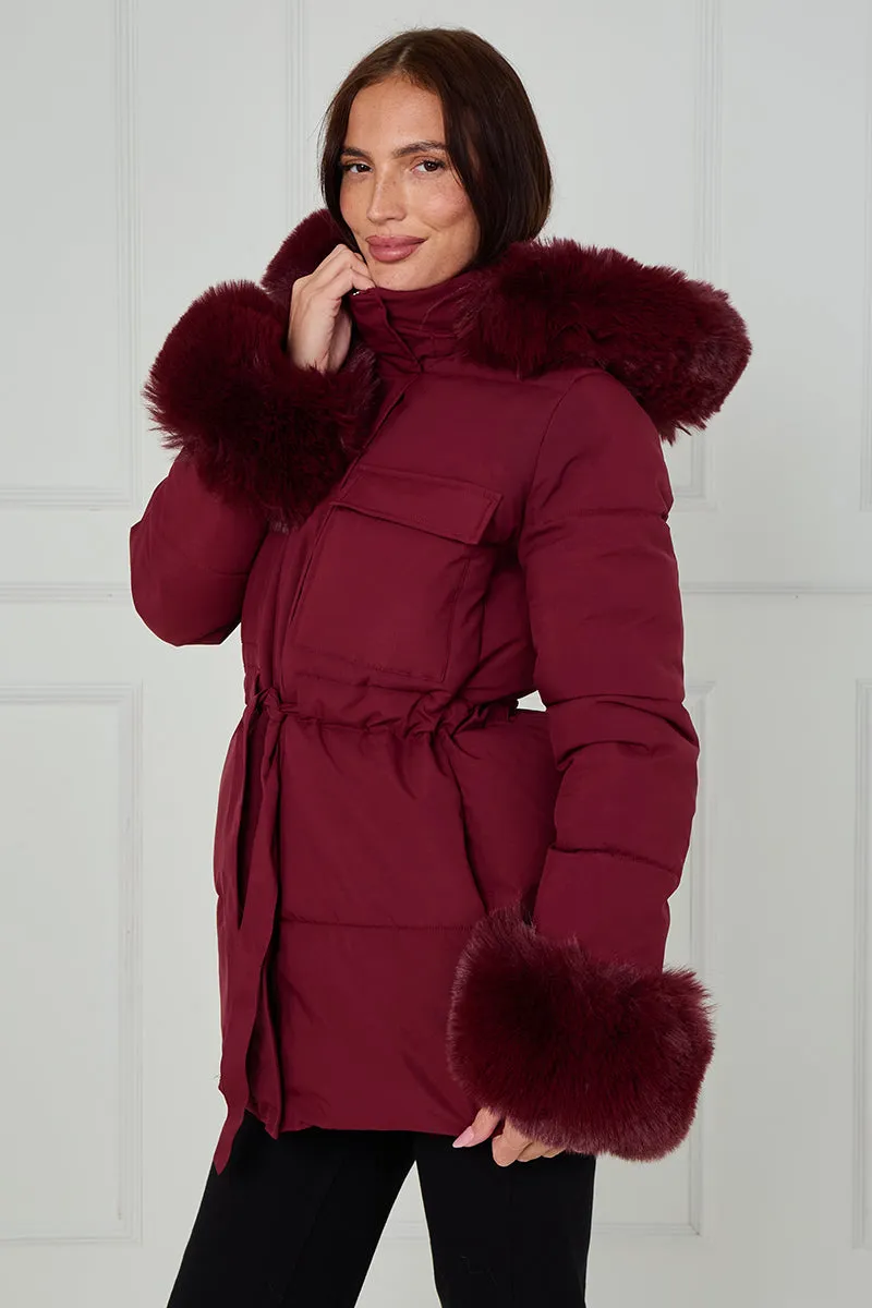 Faux Fur Hood Tie Up Puffer Jacket - Francesca sold by Storm Desire product image thumbnail 5