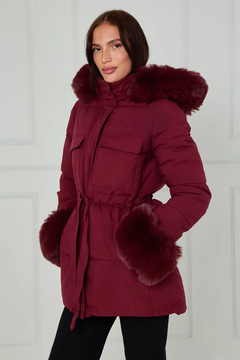 Faux Fur Hood Tie Up Puffer Jacket - Francesca sold by Storm Desire product image thumbnail 2
