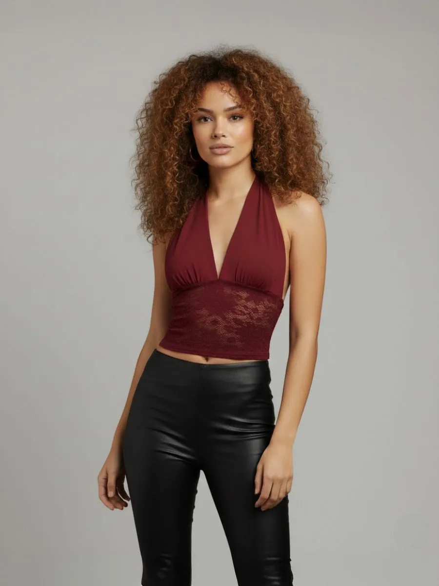Halter Neck Lace Crop Top - Elisabeth sold by Storm Desire product image thumbnail 2