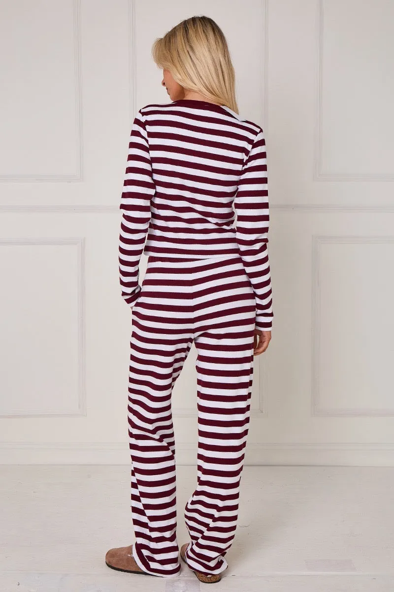 Striped Ribbed Button Up Top & Wide Leg Trouser Co-ord - Jolie sold by Storm Desire product image thumbnail 2