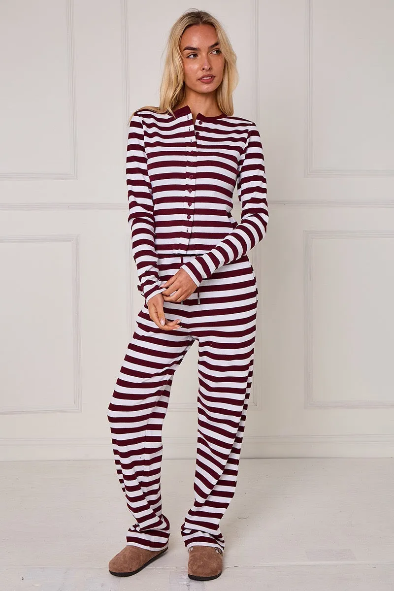 Striped Ribbed Button Up Top & Wide Leg Trouser Co-ord - Jolie sold by Storm Desire product image thumbnail 4