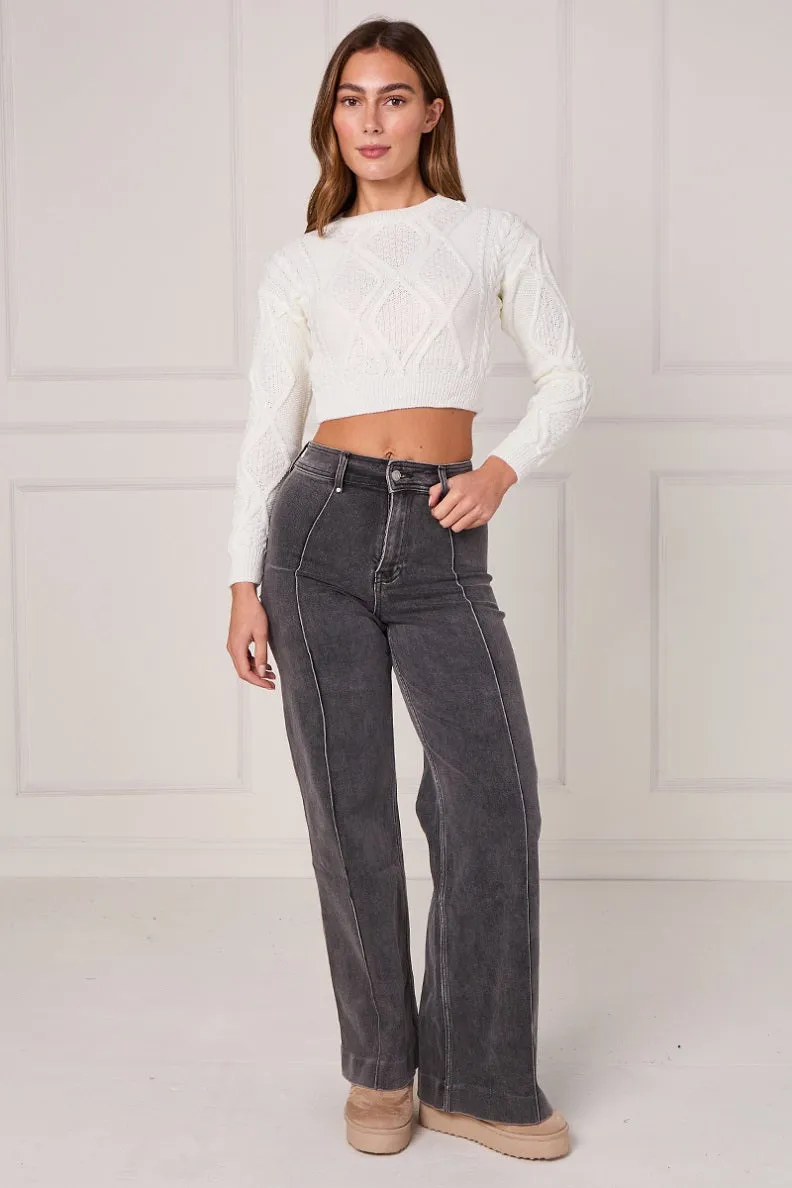 Cable Knitted Crop Jumper - Lana sold by Storm Desire product image thumbnail 2