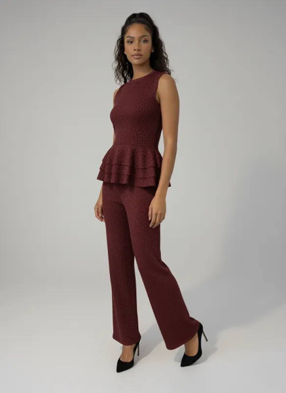 Lurex Peplum Top and Wide Leg Trouser Set - Romy sold by Storm Desire