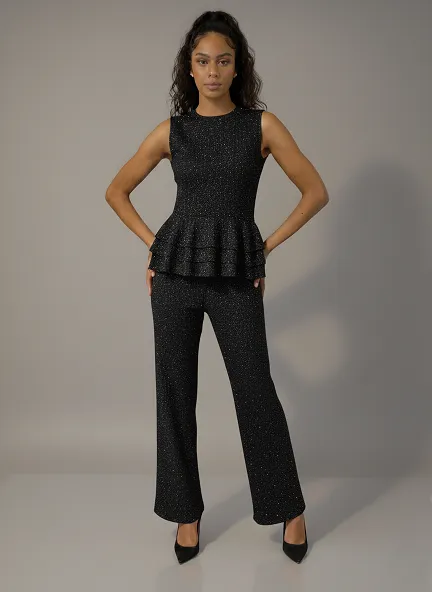 Lurex Peplum Top and Wide Leg Trouser Set - Romy sold by Storm Desire product image thumbnail 2